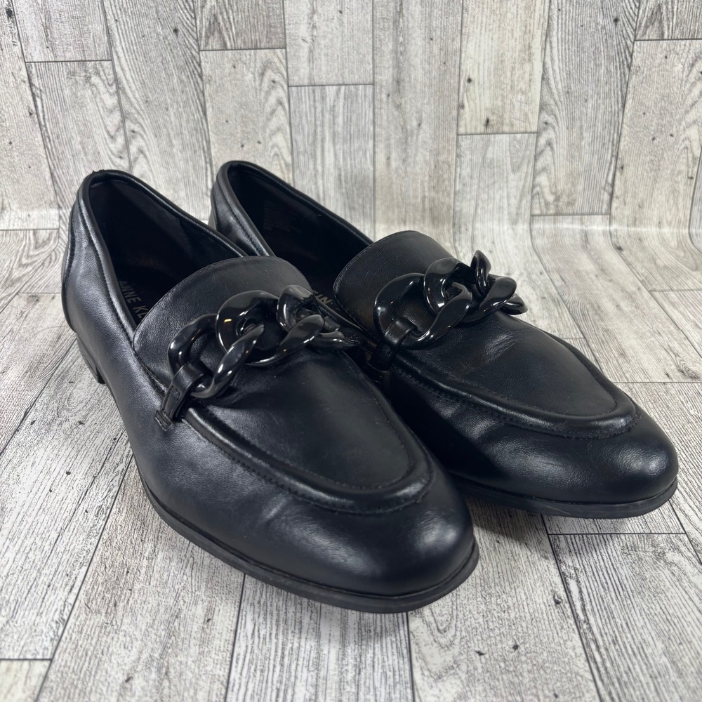 Anne Klein Women's 9.5 M Loafers Black Chain Flat Braxton iFlex Low Heel Shoes